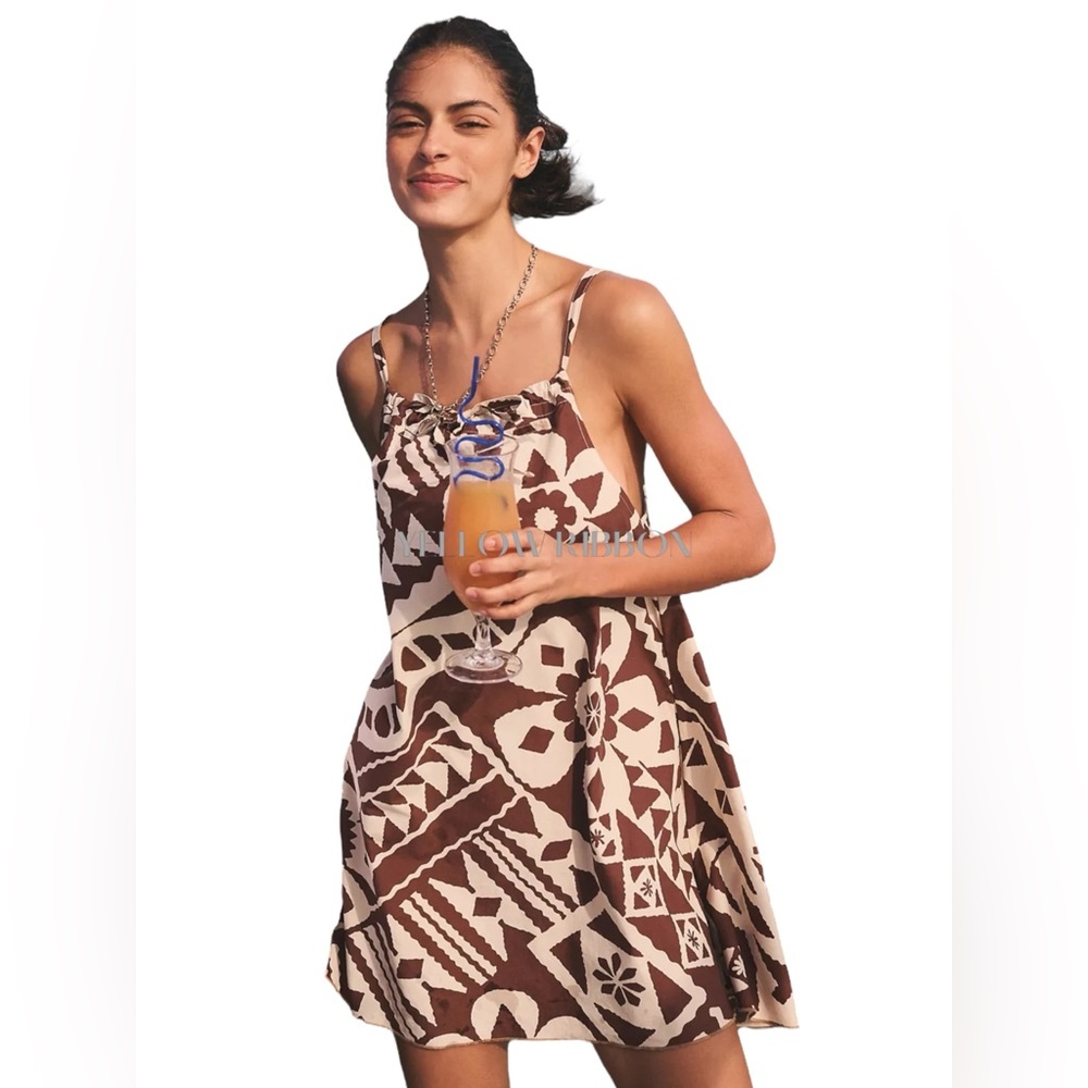 🆕 URBAN OUTFITTERS | BDG | EVA TIE-FRONT RUCHED STRAP TRAPEZE MINI DRESS